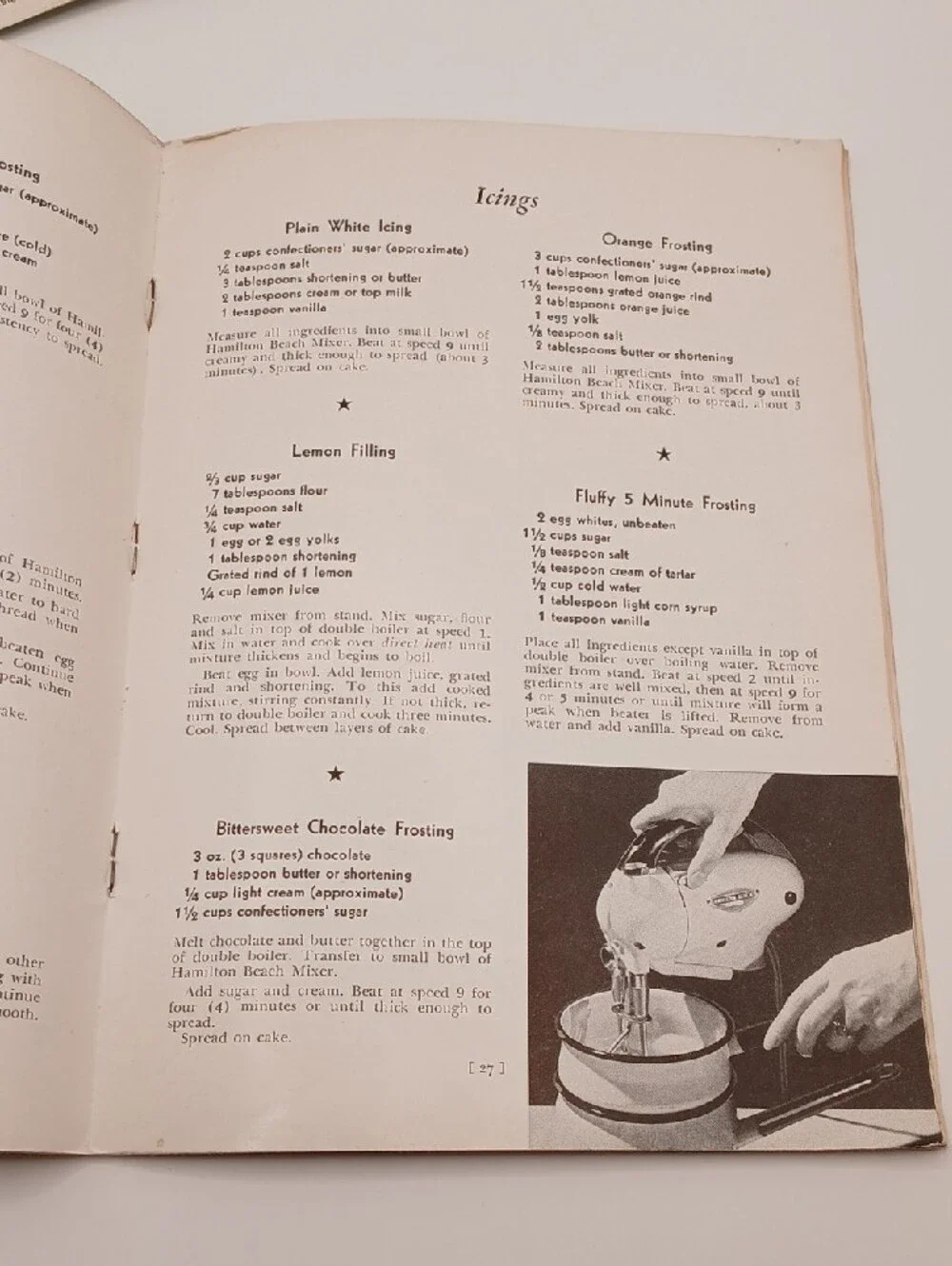 1948 Hamilton Beach Food Mixer Instruction & Recipes Booklet